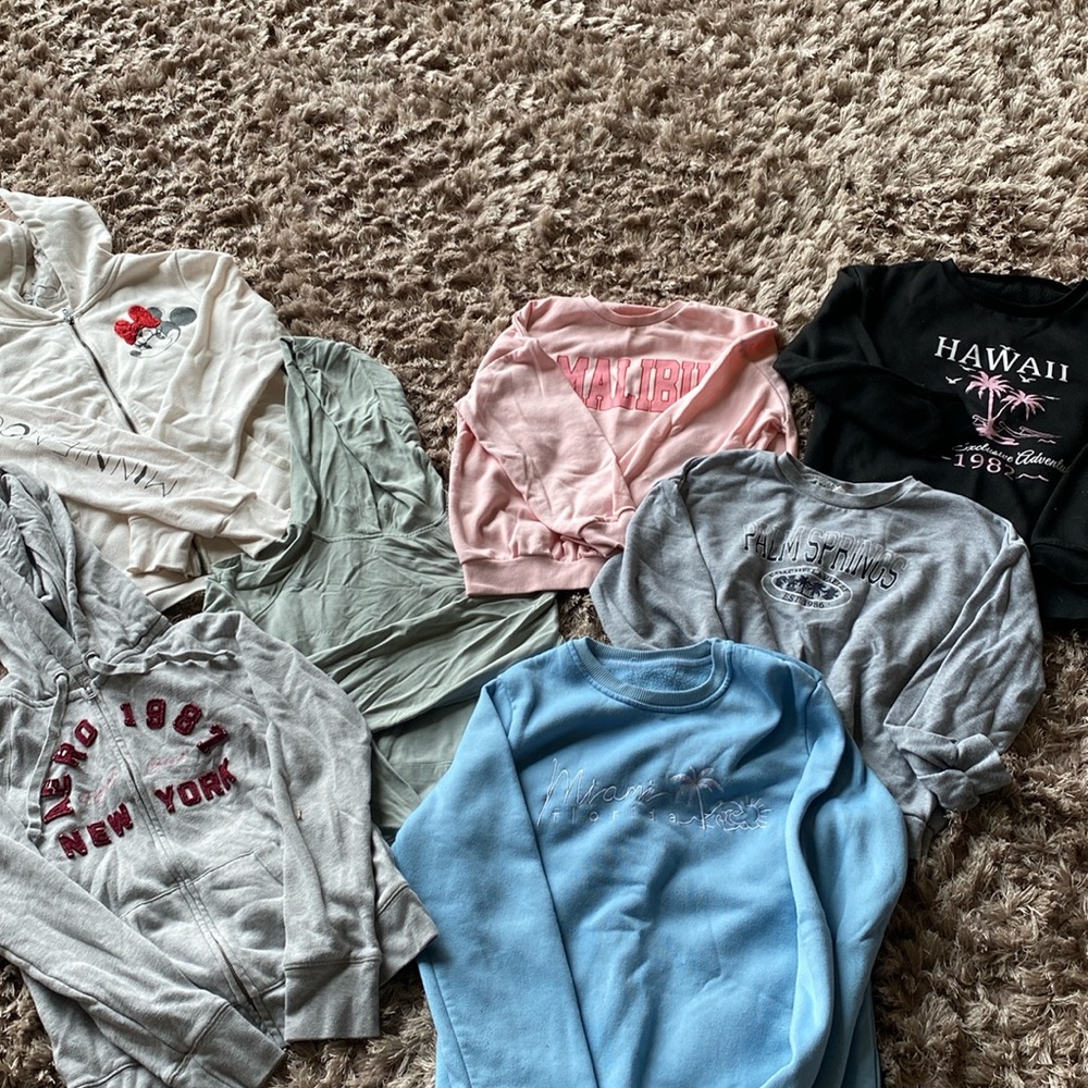 Girls sweatshirts LOT of (7) Size 11/12 AERO, Disney, plus